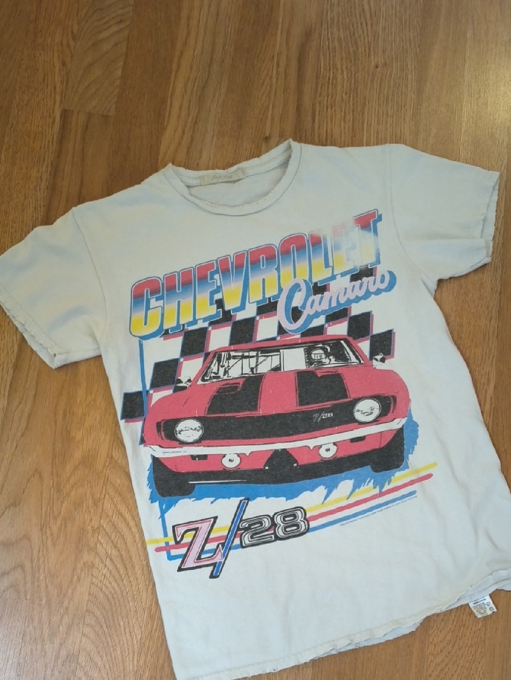 Junk Food Clothing White Tee with Red Camaro Graphic